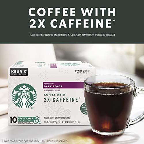 Starbucks Dark Roast K-Cup Coffee Pods With 2X Caffeine — For Ke