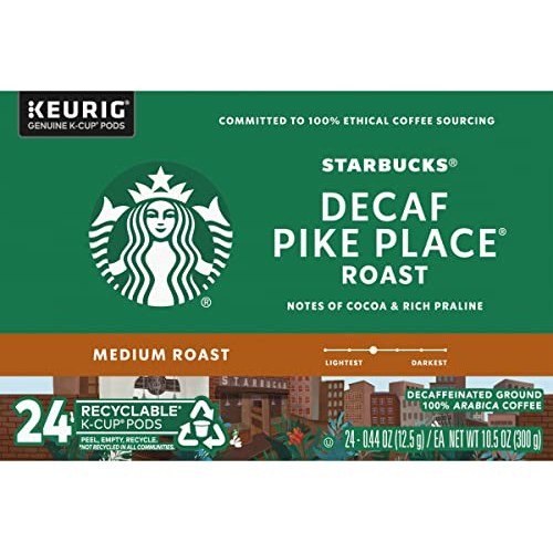 Starbucks Decaf Pike Place Roast, K-Cup For Keurig Brewers, 96 C