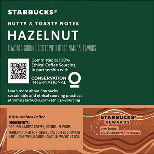 Starbucks Flavored Coffee K-Cup Pods, Hazelnut Flavored Coffee,