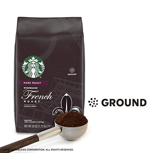 Starbucks French Roast Dark Roast Ground Coffee, 28 Ounce Pack