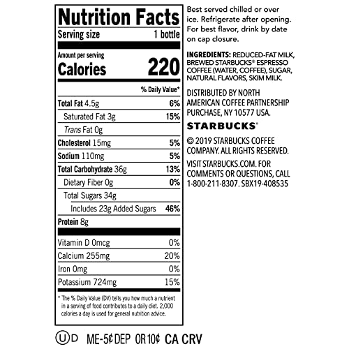 Starbucks Iced Espresso, Vanilla Latte, 14oz Bottles 8 Pack