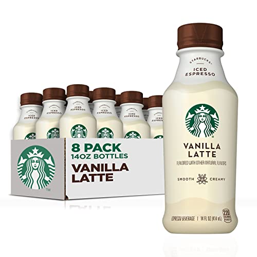 Starbucks Iced Espresso, Vanilla Latte, 14oz Bottles 8 Pack