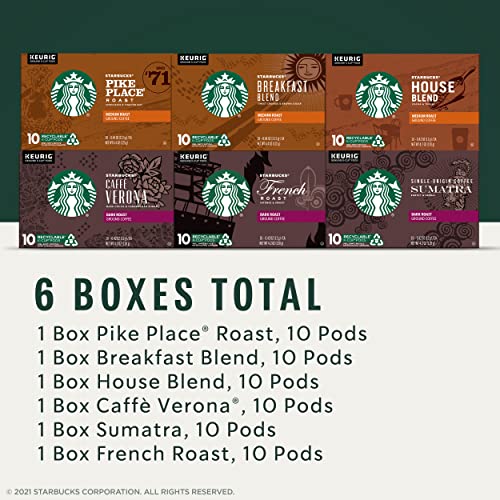 Starbucks K-Cup Coffee Pods Medium &Amp; Dark Roast Variety Pack, 10