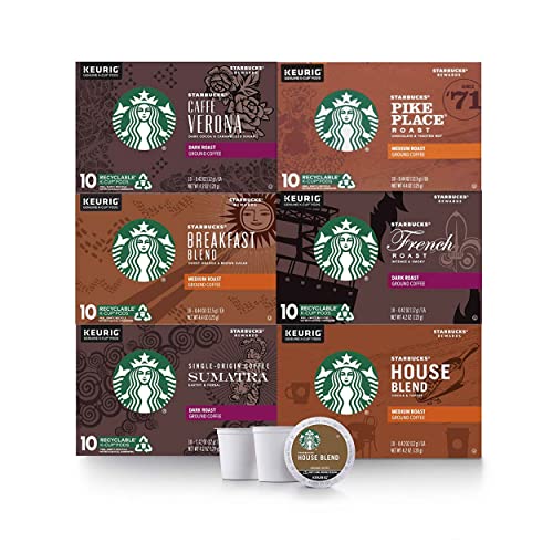 Starbucks K-Cup Coffee Pods Medium &Amp; Dark Roast Variety Pack, 10