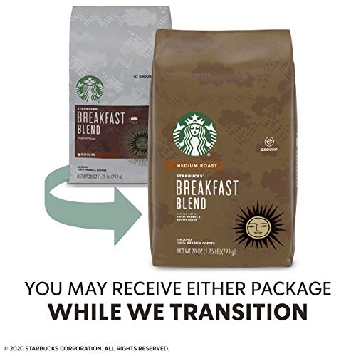 Starbucks Medium Roast Ground Coffee — Breakfast Blend — 100% Ar