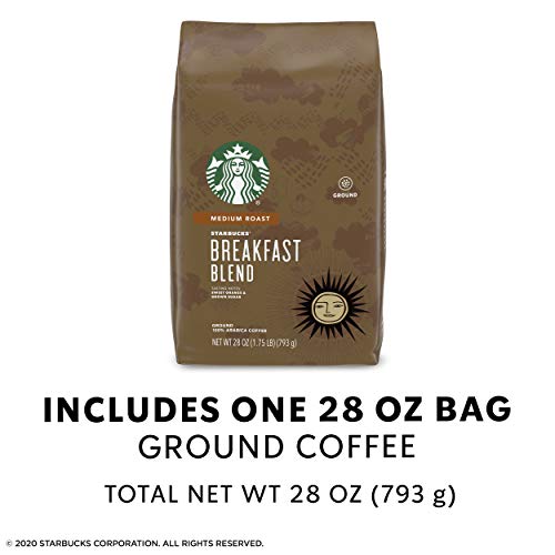 Starbucks Medium Roast Ground Coffee — Breakfast Blend — 100% Ar