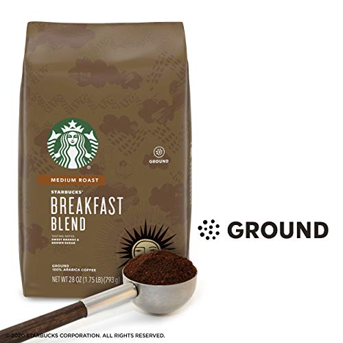 Starbucks Medium Roast Ground Coffee — Breakfast Blend — 100% Ar
