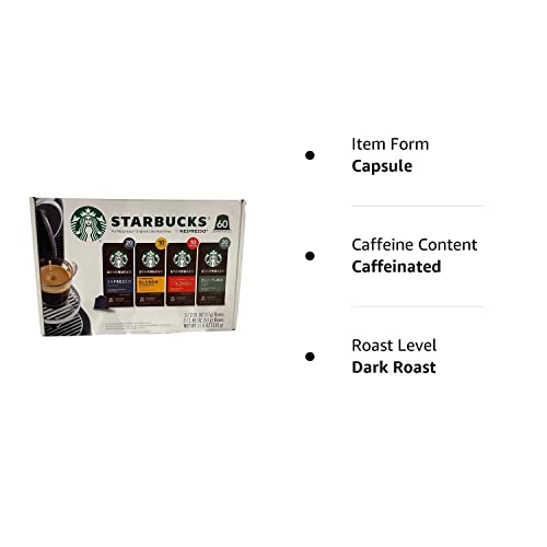 Starbucks Nespresso Original Line Variety Pack Capsules, 60 Count