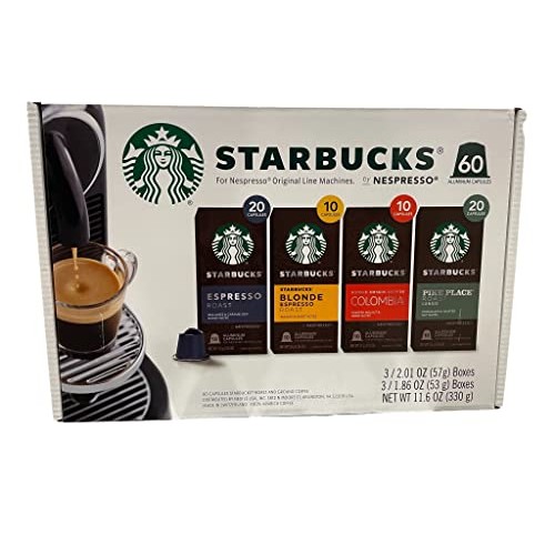 Starbucks Nespresso Original Line Variety Pack Capsules, 60 Count