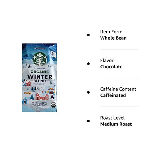 Starbucks Organic Coffee Winter Blend Whole Bean Medium Roast Ar