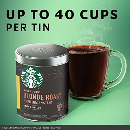 Starbucks Premium Instant Coffee, Blonde Roast, 100% Arabica, 1