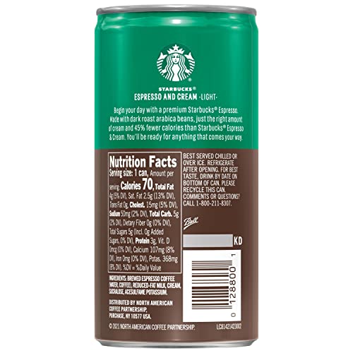 Starbucks Ready To Drink Coffee, Espresso &Amp; Cream, 6.5Oz Cans 1