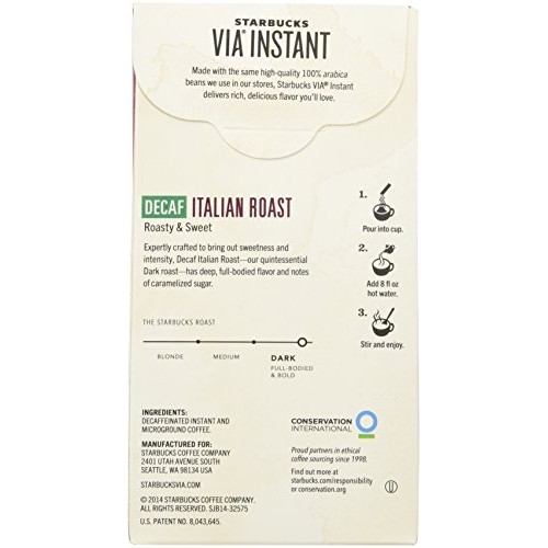 Starbucks Via Decaf Italian Coffee 12 Packets, 0.11 Ounce