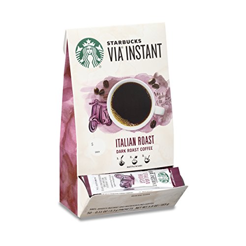 Starbucks Via Instant Italian Roast Dark Roast Coffee, 50 Count