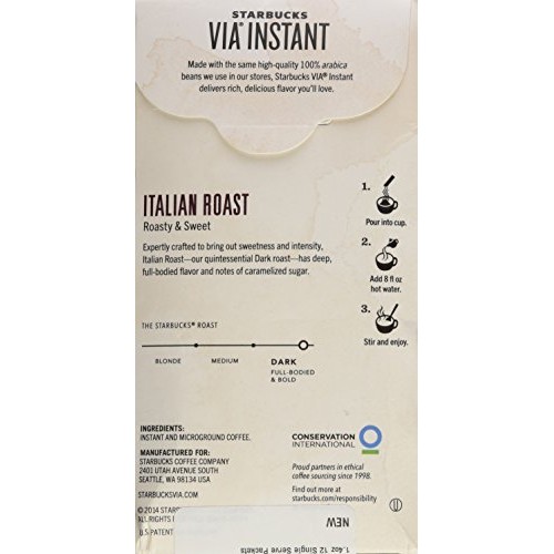 Starbucks Via Ready Brew Italian Roast Coffee 1.4Oz 12 Single Se