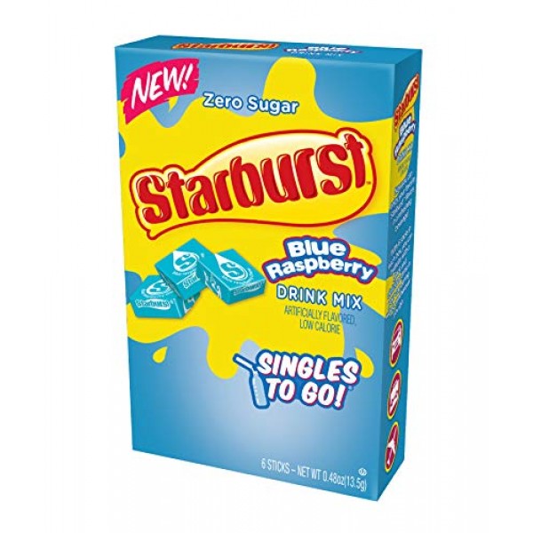 Starburst Singles To Go Zero Sugar Drink Mix, Blue Raspberry, 6 ...