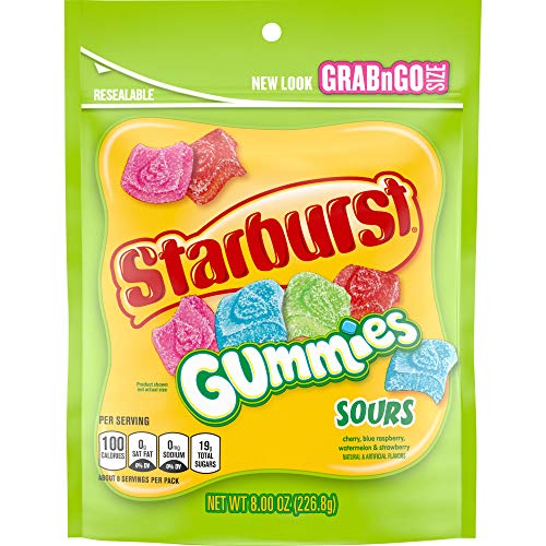 Starburst Sours Gummies Candy, Grab N Go Size, 8 Oz Bag Pack Of 8