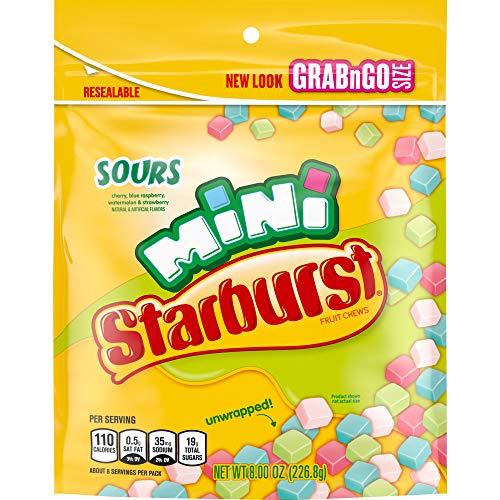 Starburst Minis Sours Candy Bag, 8.0 Ounce Pack Of 8
