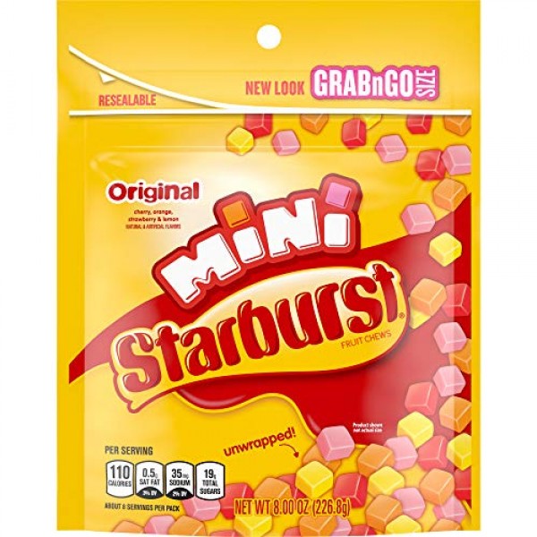 STARBURST Original Minis Fruit Chews Candy, 8 ounce Pack of 8