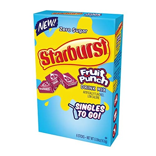 Starburst Singles To Go Zero Sugar Drink Mix, Fruit Punch, 6 Ct