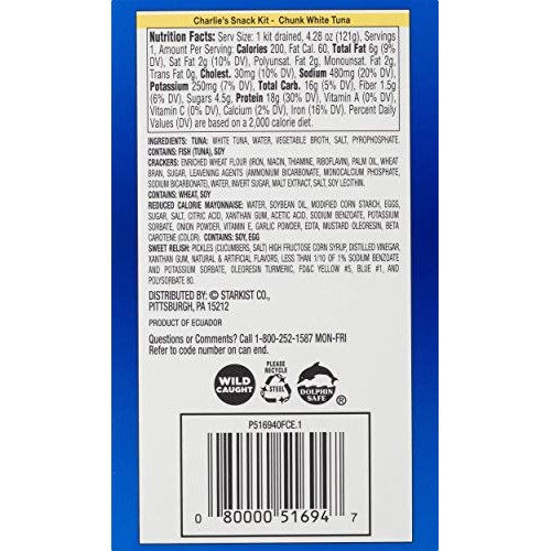 Starkist Charlies Snack Kit Chunk White Tuna In Water - Pack O