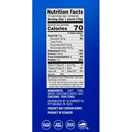 Starkist Chunk Light Tuna In Water, 10 Count Of 2.6 Oz Pouches