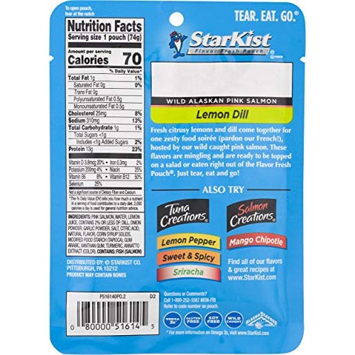 Starkist Salmon Creations Lemon Dill - 2.6 Oz Pouch Pack Of 12