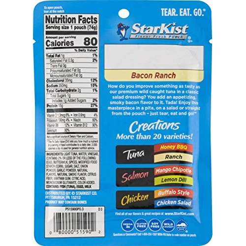 Starkist Tuna Creations Bacon Ranch - 2.6 Oz Pouch Pack Of 24
