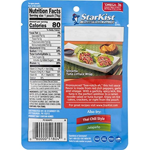 Starkist Tuna Creations Bold Sriracha - 2.6 Oz Pouch Pack Of 24