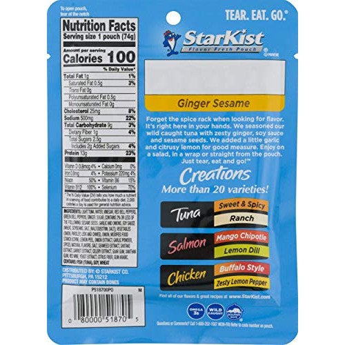Starkist Tuna Creations Ginger Sesame - 2.6 Oz Pouch Pack Of 24