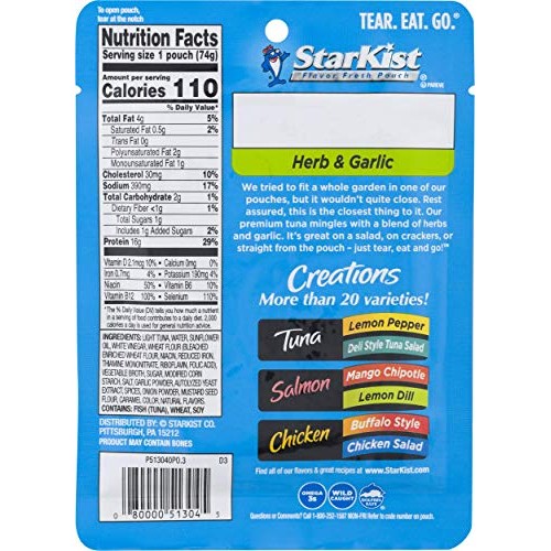 Starkist Tuna Creations Herb &Amp; Garlic - 2.6 Oz Pouch Pack Of 12