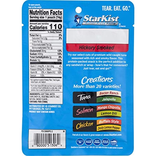 Starkist Tuna Creations, Hickory Smoked, 2.6 Oz Pouch Pack Of 2