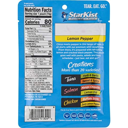 Starkist Tuna Creations, Lemon Pepper Tuna, Single Serve Pouch,