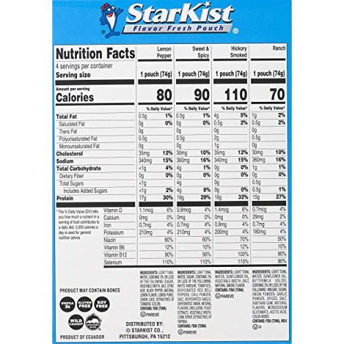 Starkist Tuna Creations, Variety Pack, 4 - 2.6 Oz Pouch Total 1