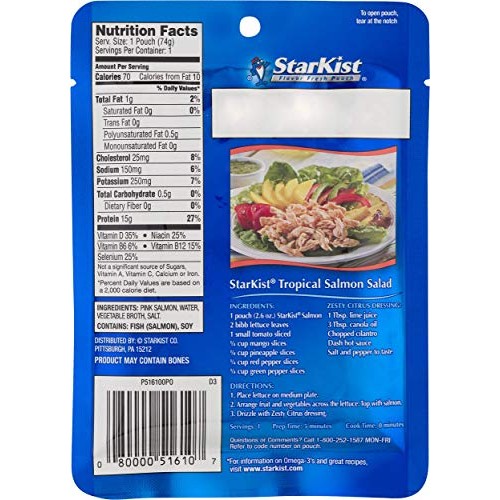 Starkist Wild Pink Salmon - Boneless, Skinless - 2.6 Oz Pouch P