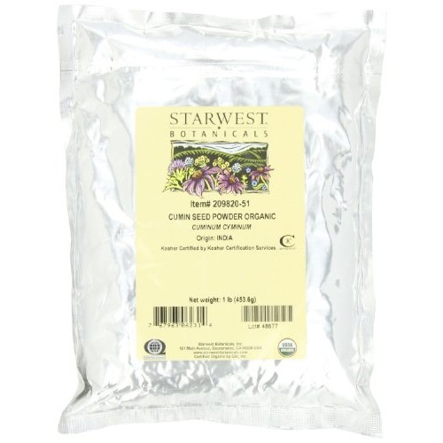 Starwest Botanicals Organic Ground Cumin Seed Powder, 1 Pound Bu