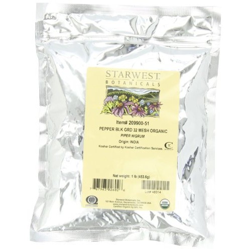 Starwest Botanicals Organic Pepper Black Medium Grind, 1-Pound Bag