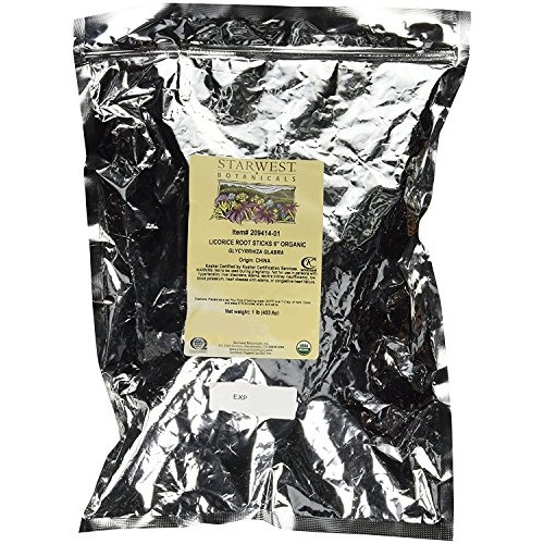 Starwest Botanicals Organic 6 Licorice Root Sticks, 1 Pound