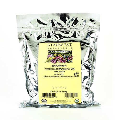 Starwest Botanicals Organic Malabar Black Pepper Whole, 1 Pound