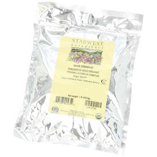 Starwest Botanicals Organic Whole Fenugreek Seed, 1 Pound Bulk S