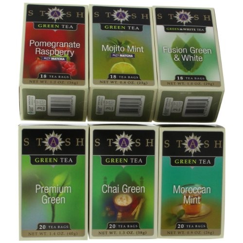 Stash Tea Green Tea Six Flavor Assortment, 18-20 Count Tea Bags