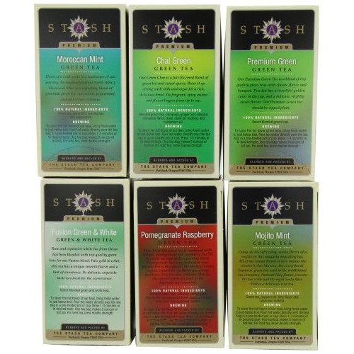 Stash Tea Green Tea Six Flavor Assortment, 18-20 Count Tea Bags