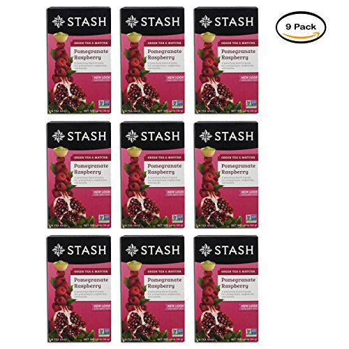 Pack Of 9 - Stash Tea Pomegranate Raspberry Green With Matcha Te