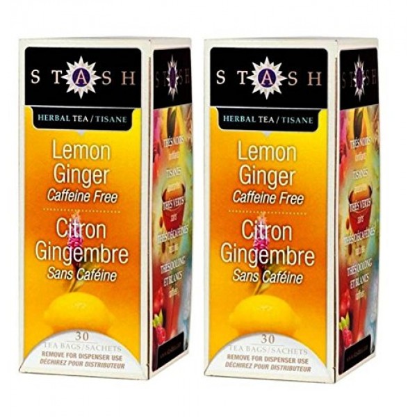 Stash Caffeine Free Lemon Ginger Herbal Tea, 30 Count Tea Bags I