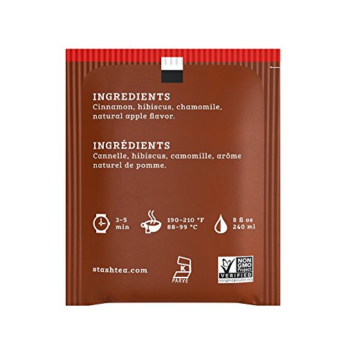 Stash Tea Cinnamon Apple Chamomile Herbal Tea - Naturally Caffei