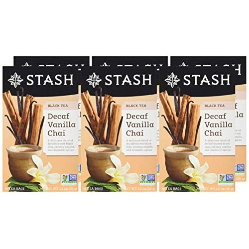 Stash Tea Decaf Vanilla Chai Tea, Individual Decaffeinated Black