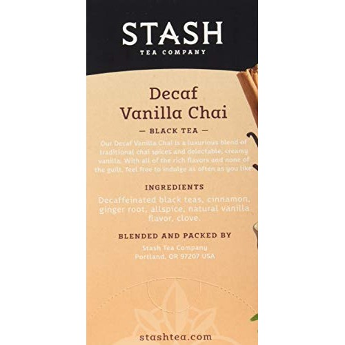 Stash Tea Decaf Vanilla Chai Tea, Individual Decaffeinated Black