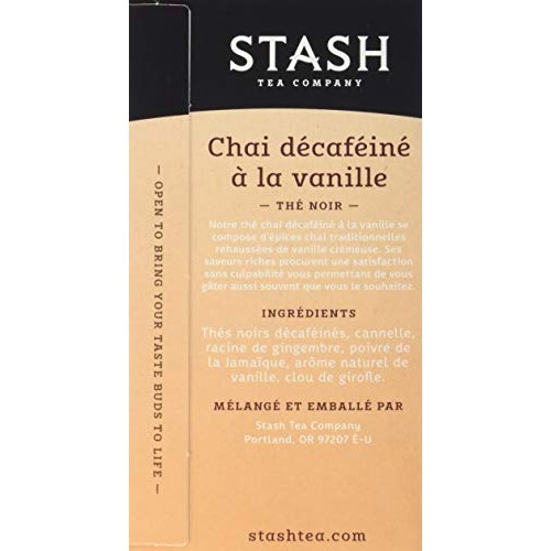 Stash Tea Decaf Vanilla Chai Tea, Individual Decaffeinated Black