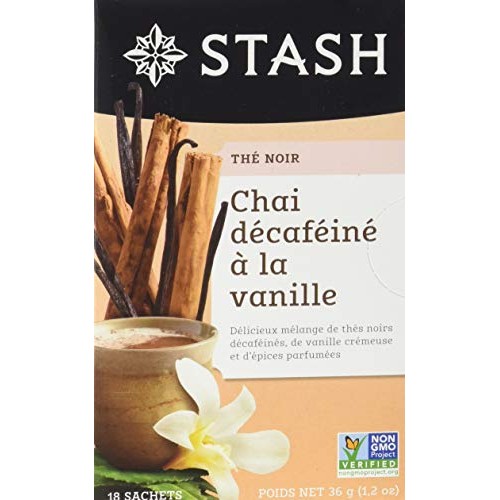 Stash Tea Decaf Vanilla Chai Tea, Individual Decaffeinated Black