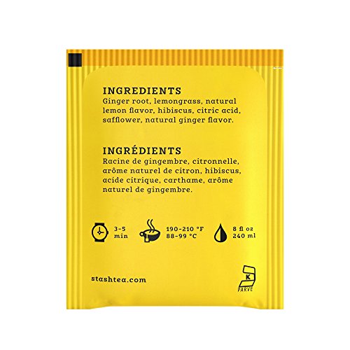 Stash Tea Lemon Ginger Herbal Tea 100 Count Box Of Tea Bags, Pre